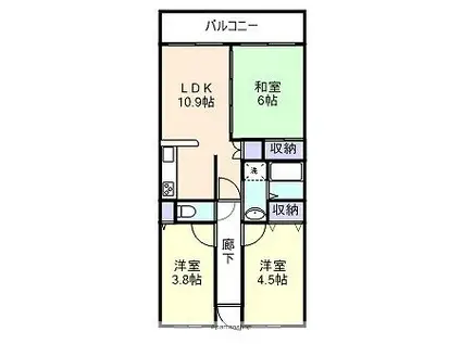 サンライズマンション岩出10(3LDK/3階)の間取り写真