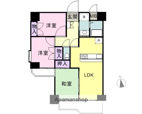 和歌山線 船戸駅 徒歩13分 14階建 築35年(3LDK/14階)の間取り写真