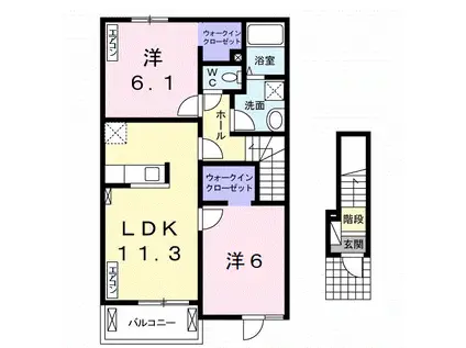 ディオーネ・ジエータ紀ノ川Ⅱ(2LDK/2階)の間取り写真