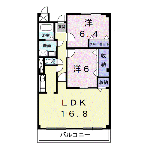 グランド・メール(2LDK/2階)の間取り写真