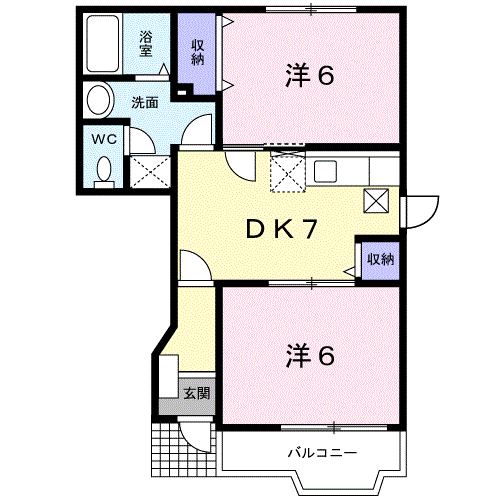 和歌山線 下井阪駅 バス乗車時間：27分 市場バス停で下車 徒歩1分 2階建 築29年(2DK/1階)の間取り写真