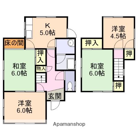 和歌山線 岩出駅 徒歩26分 2階建 築49年(4K)の間取り写真