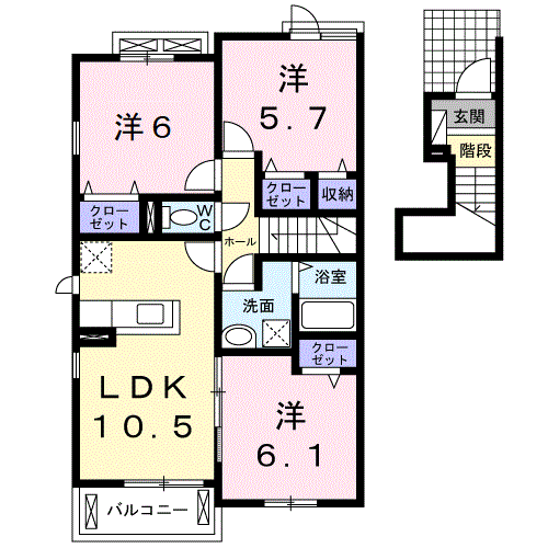 シエル・エトワレ(3LDK/2階)の間取り写真