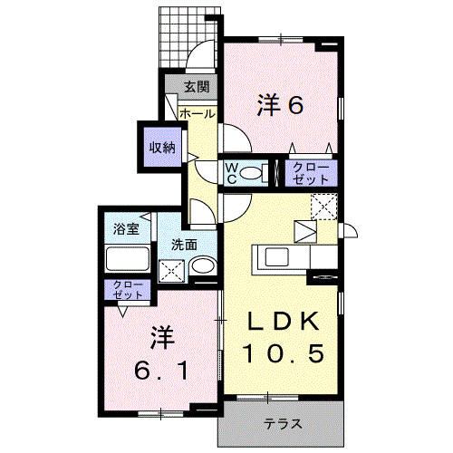 シエル・エトワレ(2LDK/1階)の間取り写真