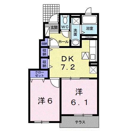 グランドゥールソフィアⅡ(2DK/1階)の間取り写真