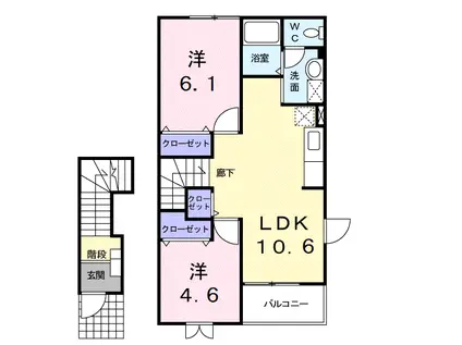 ミニョンパンセ(2LDK/2階)の間取り写真