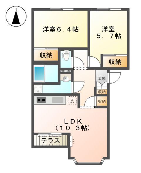 ウィンド・ヴィレッジⅠ(2LDK/1階)の間取り写真