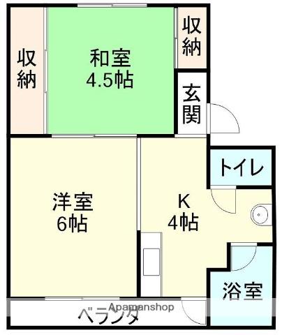 パーク海南Ⅱ(1LDK/1階)の間取り写真