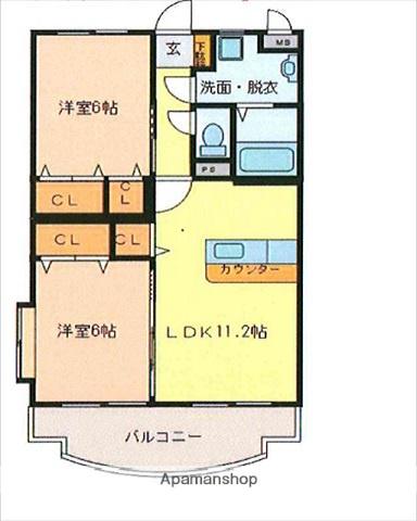 ハートフルほしや(2LDK/3階)の間取り写真