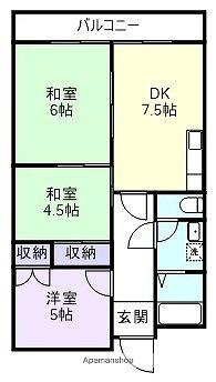 VIASACRA岩出(3DK/1階)の間取り写真