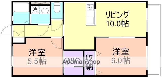 ローパスⅠ(2LDK/2階)の間取り写真