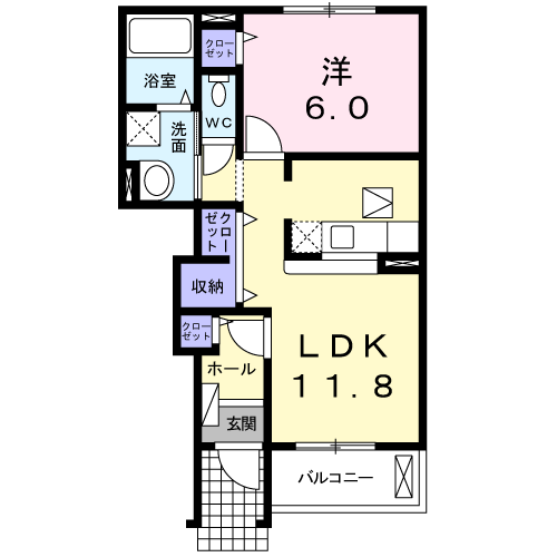 和歌山線 下井阪駅 徒歩10分 2階建 築16年(1LDK/1階)の間取り写真