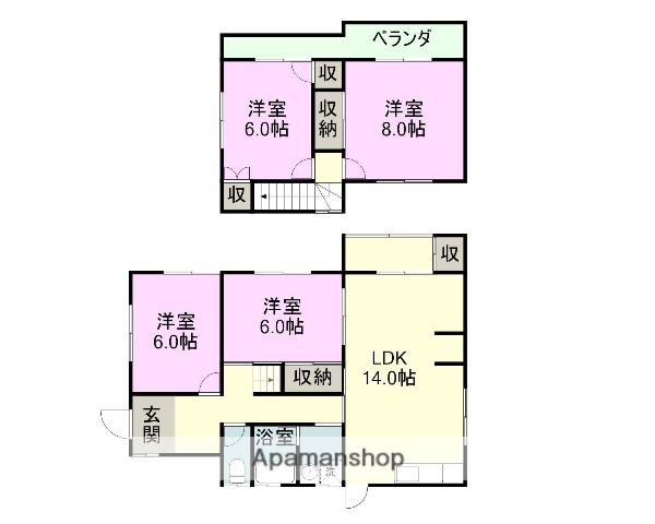 和歌山線 岩出駅 徒歩37分 2階建 築50年(4LDK)の間取り写真