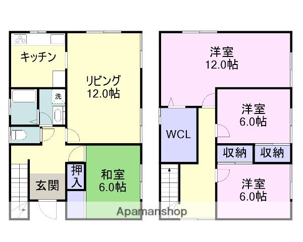 和歌山線 紀伊小倉駅 徒歩14分 2階建 築39年(4SLDK)の間取り写真