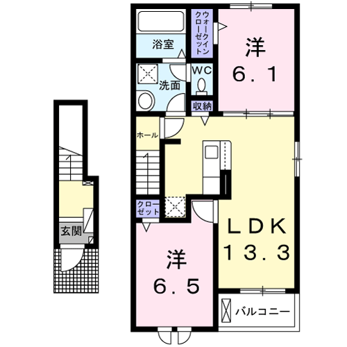 阪和線 紀伊駅 徒歩56分 2階建 新築(2LDK/2階)の間取り写真
