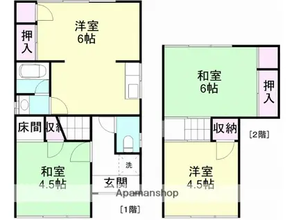 和歌山線 岩出駅 徒歩20分 2階建 築48年(4K)の間取り写真