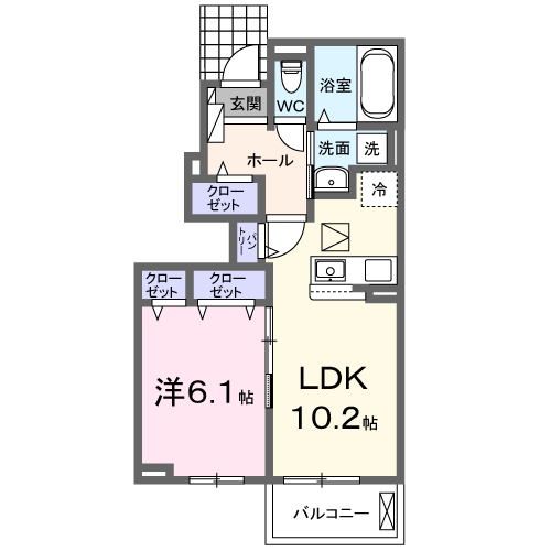 ルミエール園部Ⅰ(1LDK/1階)の間取り写真