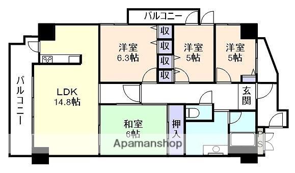 水鉄ガーデンパレス岩出(4LDK/12階)の間取り写真