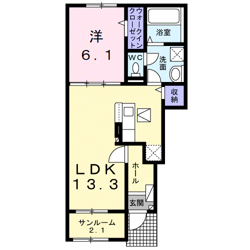 MINICOⅡ(1LDK/1階)の間取り写真