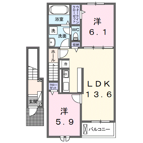 リッチェ・ツリー(2LDK/2階)の間取り写真