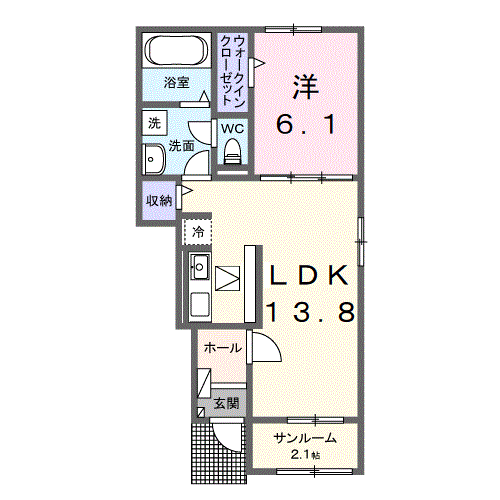 リッチェ・ツリー(1LDK/1階)の間取り写真
