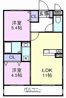 カサ・エイト(2LDK/1階)の間取り写真