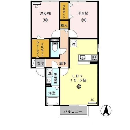 キャトルセゾンB棟(2LDK/2階)の間取り写真