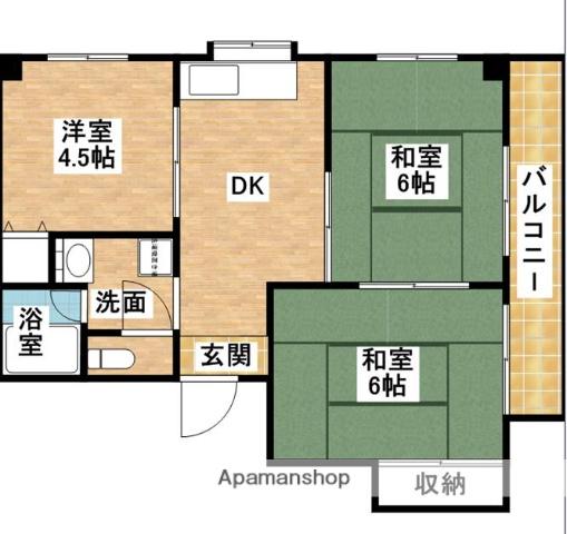 メロディーハイムしみず(3DK/3階)の間取り写真