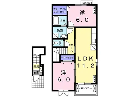 和歌山線 岩出駅 バス乗車時間：20分 桜台バス停で下車 徒歩2分 2階建 築13年(2LDK/2階)の間取り写真