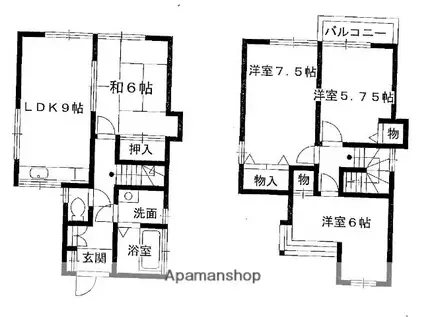 和歌山線 名手駅 徒歩30分 2階建 築30年(4DK)の間取り写真