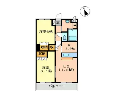 和歌山線 船戸駅 徒歩7分 2階建 築19年(2LDK/2階)の間取り写真