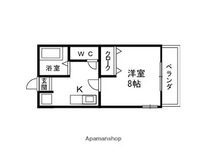 和歌山線 打田駅 徒歩20分 2階建 築28年(1K/1階)の間取り写真