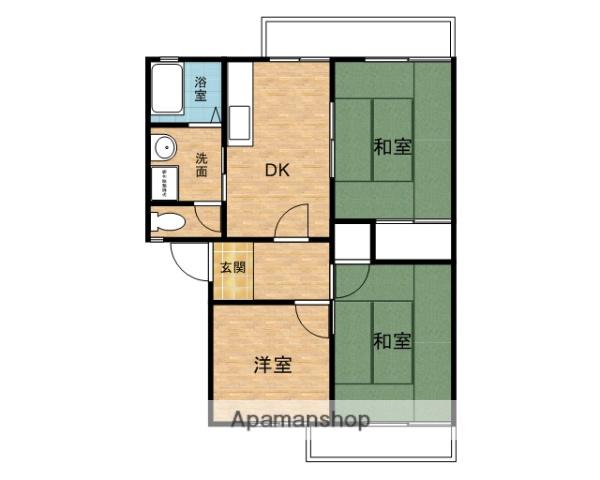 和歌山線 打田駅 徒歩5分 2階建 築35年(3DK/2階)の間取り写真