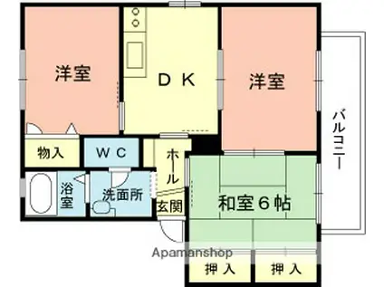 シャーメゾン打田(3DK/2階)の間取り写真