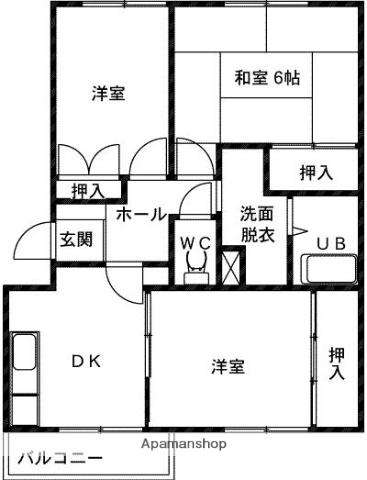 阪和線 紀伊駅 徒歩5分 3階建 築30年(3DK/1階)の間取り写真