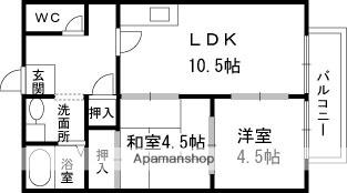和歌山電鐵貴志川線 大池遊園駅 徒歩37分 2階建 築23年(2LDK/2階)の間取り写真