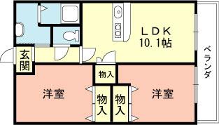 阪和線 紀伊駅 バス乗車時間：7分 山村バス停で下車 徒歩4分 2階建 築19年(2LDK/2階)の間取り写真