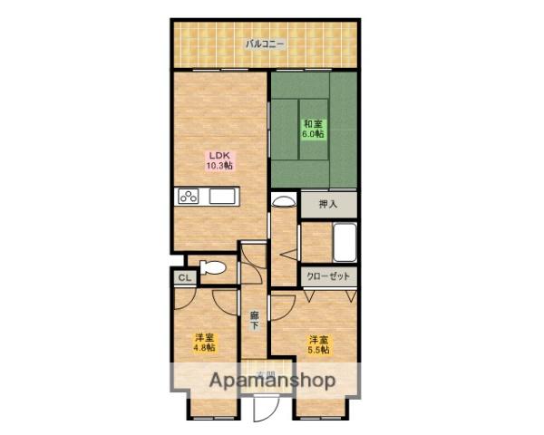 和歌山線 岩出駅 徒歩35分 7階建 築35年(3LDK/7階)の間取り写真