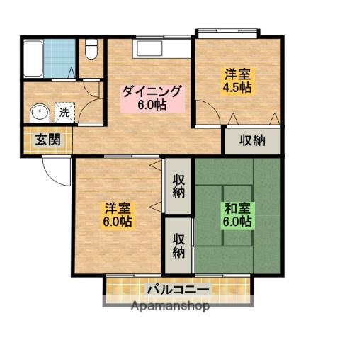 和歌山線 岩出駅 徒歩50分 2階建 築31年(3DK/1階)の間取り写真
