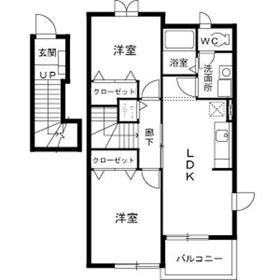 メルヴェーユⅢ(2DK/2階)の間取り写真
