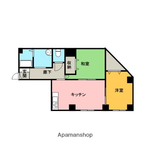 和歌山線 打田駅 徒歩9分 5階建 築34年(2LDK/5階)の間取り写真