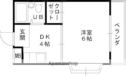 摂津コーポ(1K/3階)の間取り写真