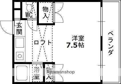 プチパレ天神(ワンルーム/2階)の間取り写真