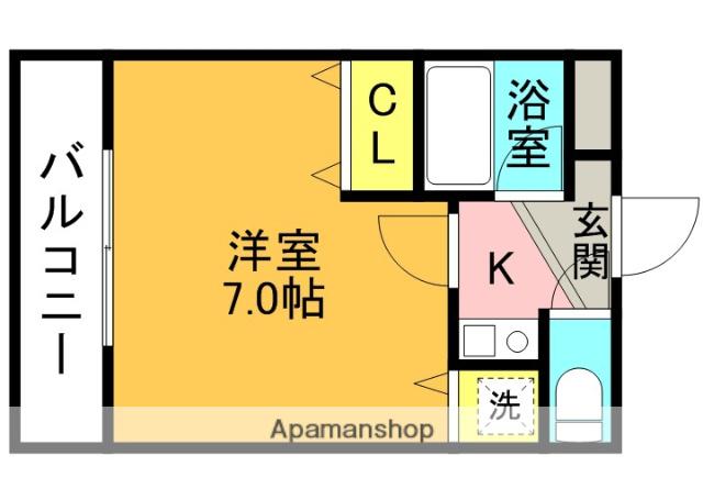 シャトーボヌール郡家本町(1K/3階)の間取り写真