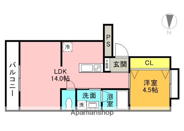 マンション東岡(1LDK/3階)の間取り写真