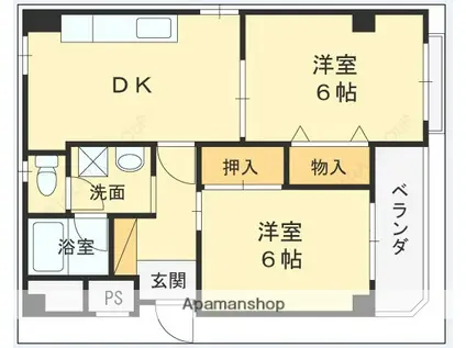 エクセルコート高槻Ⅱ号館(2DK/1階)の間取り写真