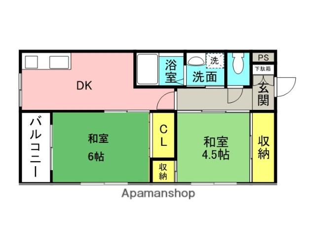 フローレスハイツ(2DK/2階)の間取り写真