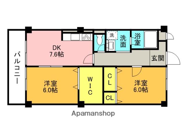 南コヤマビル(2DK/4階)の間取り写真