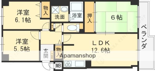 フォルム石切さくら坂(3LDK/8階)の間取り写真