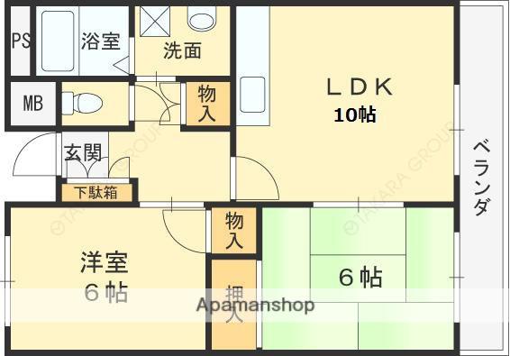 ひまわり公園マンション(2LDK/2階)の間取り写真